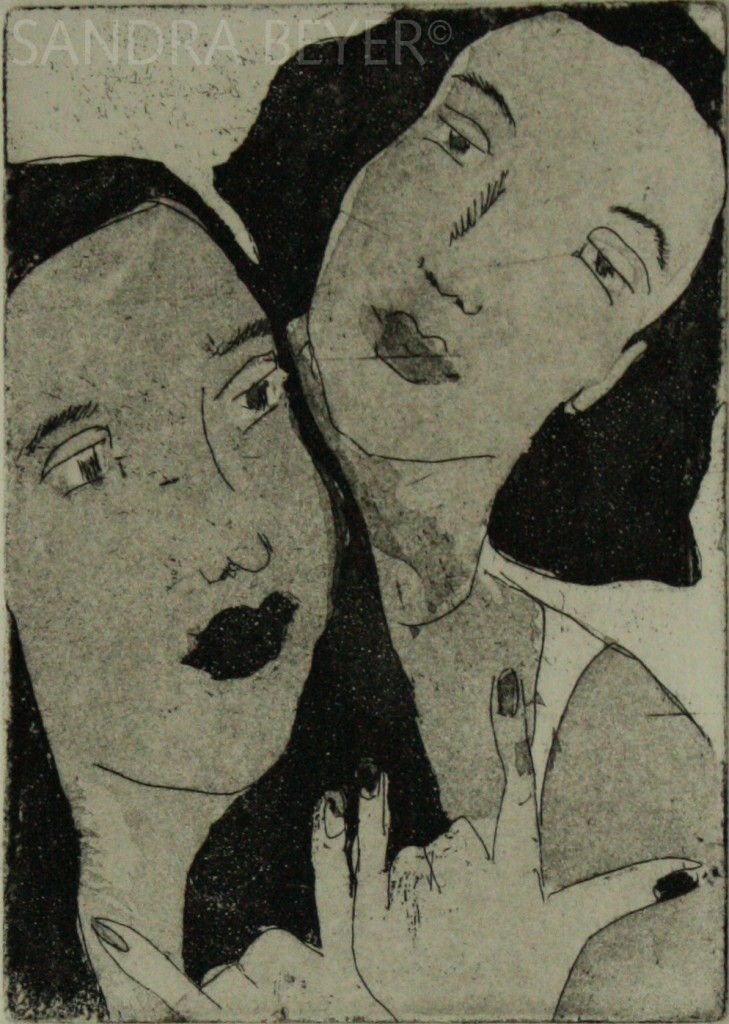 Selfie II, 2014 I Aquatinta, Strickätzung I 7 x 10 cm